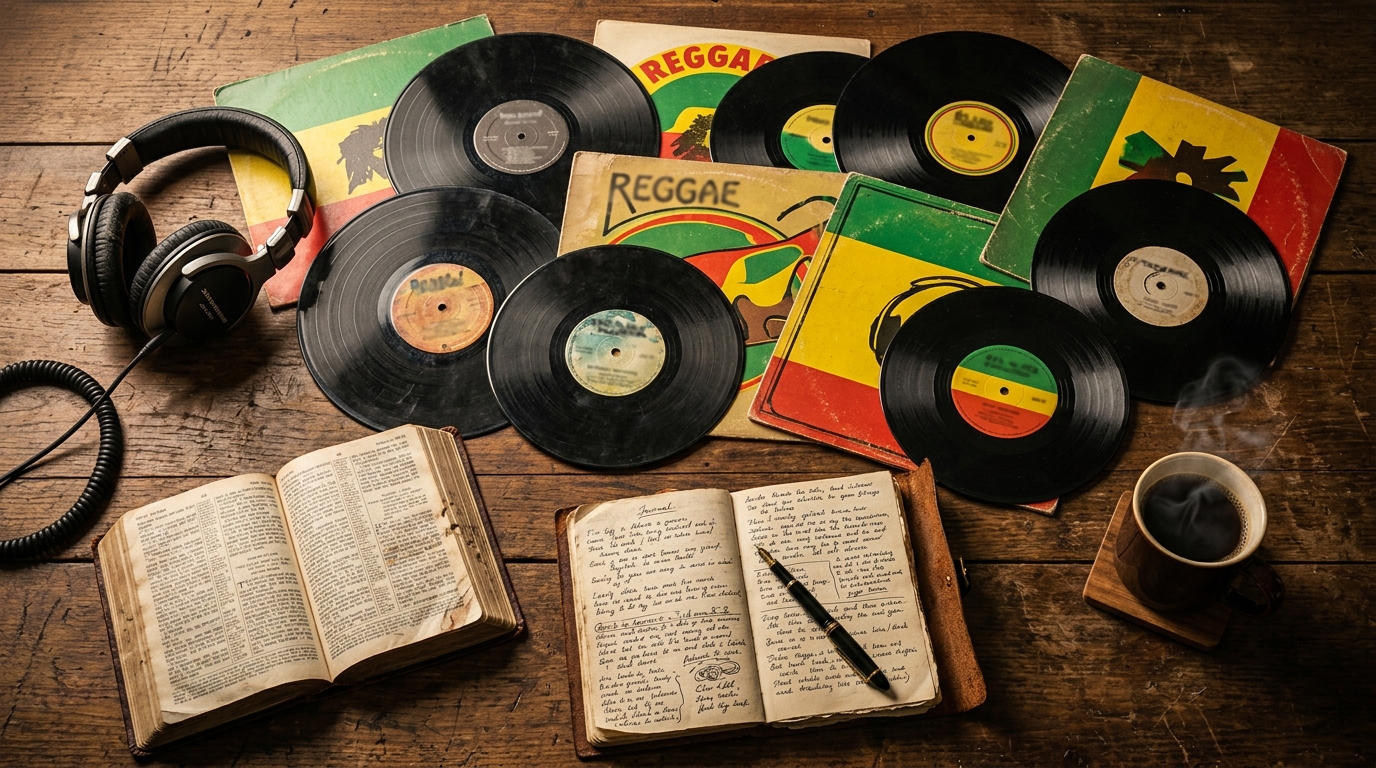 Coleção de vinis de reggae gospel