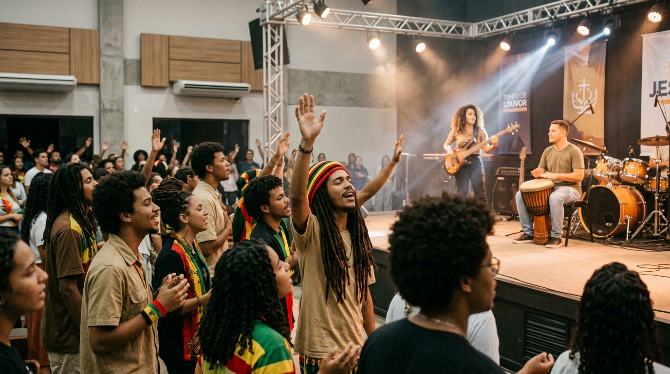 Culto evangélico com reggae gospel no Maranhão